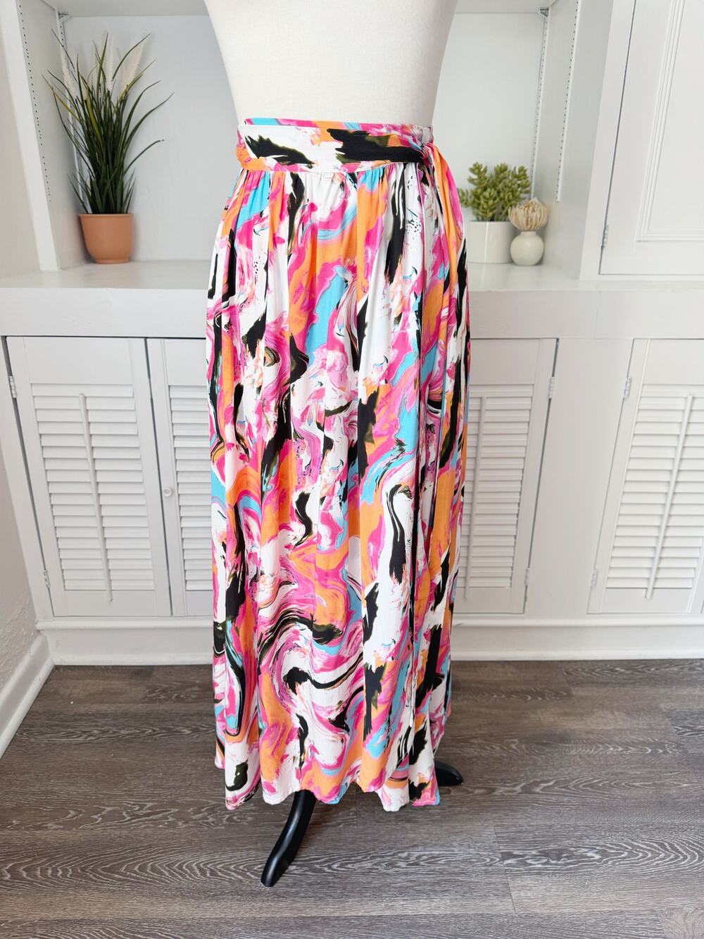 Boamar Colorful Marble Ivette Wrap Skirt Cover Up Sarong Size M